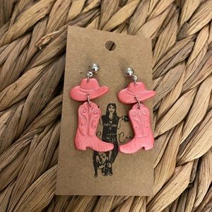 Handmade Cowgirl Hat and Boots Dangle Earrings NWT